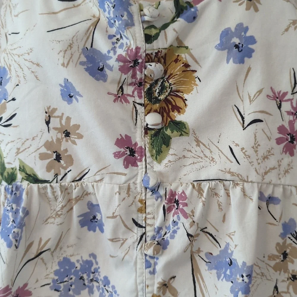 Anthropologie Puff-Sleeve Floral Peplum Top XS